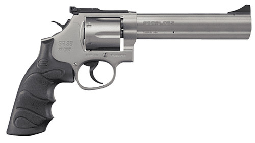 SAR USA SR 38 Special/357 Magnum, 6″ Barrel, Stainless Frame, Black Grip, 6rd