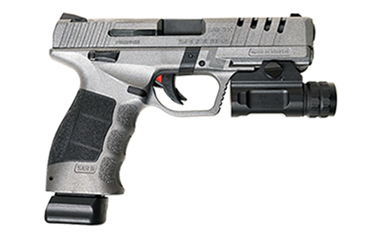 SAR X-9 Striker Fired Pistol, 9mm, 4.4″ Barrel, Polymer Frame, Cerakote Platinum Finish, 1-17 Round, 1-19 Round