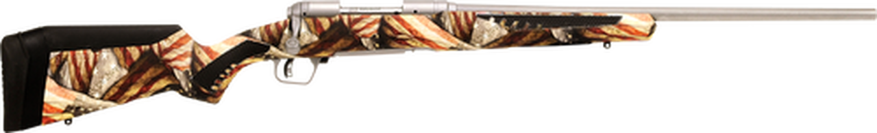 Savage 10/110 Storm .270 Win, 22″ Barrel, Accufit American Flag Stock. Stainless Steel, 4rd
