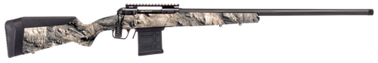 Savage 110 Ridge Warrior Bolt 6.5 Creedmoor, 24″ Barrel, Accustock Mossy Oak Overwatch Stock Gunsmoke Gray PVD, 10rd