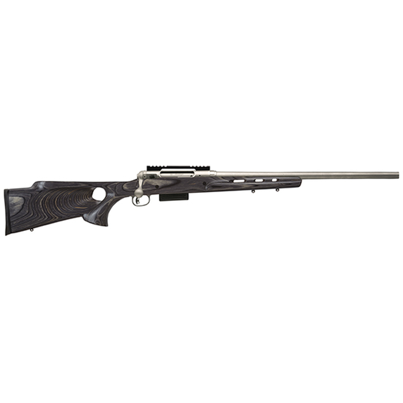 Savage 220 Slug 20 Ga 3″ Chamber, 22″ Rifled Barrel, Stainless Steel Barrel and Action, Gray Laminate Thumbhole Stock, 2Rd,