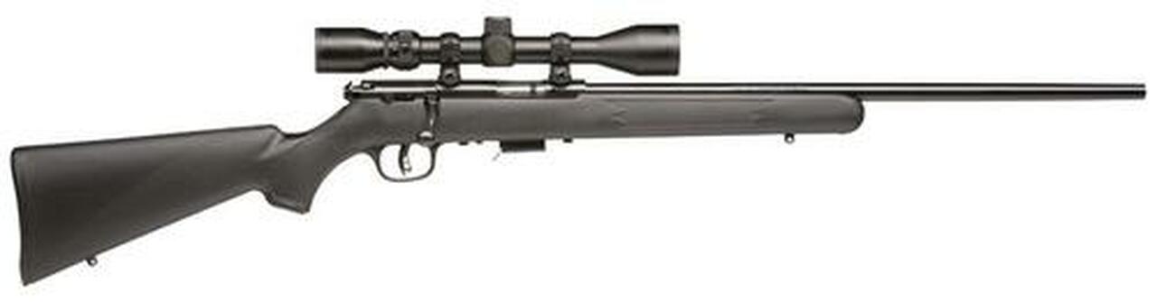 Savage 93 FXP, 22 WMR, 21″ Barrel, Blued, Black Polymer Stock, Bushnell 3-9x40MM Scope, 5Rd, Detachable Box Magazine