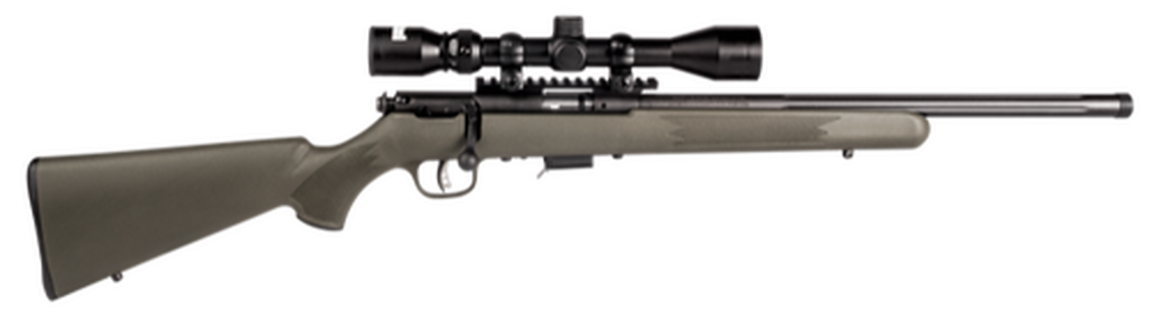 Savage 93R17 FVXP 17 HMR, 18″ Threaded Fluted Heavy Barrel, Bushnell 3-9×40, OD Green Stock, 5rd Mag