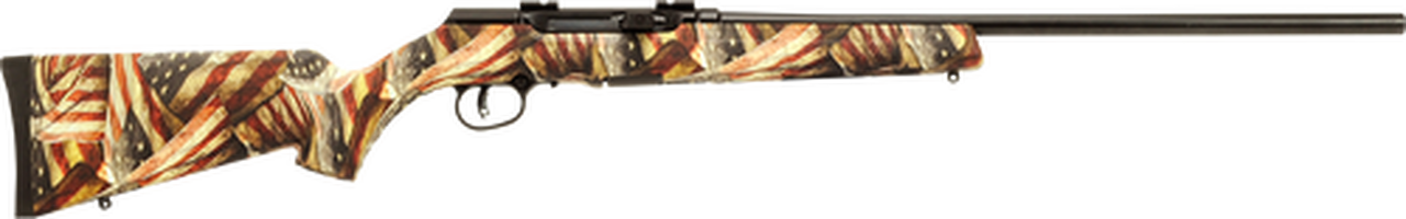 Savage A17 .17 HMR, 22″ Barrel, American Flag Synthetic Stock, Black, 10rd
