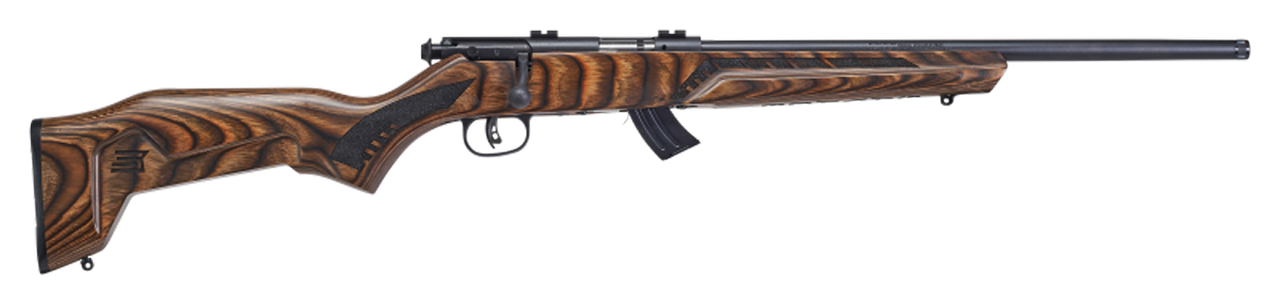 Savage Mark II 22LR, 18″ Barrel, Brown Finish, Laminate Stock, 2 Pc Weaver Base, 10rd