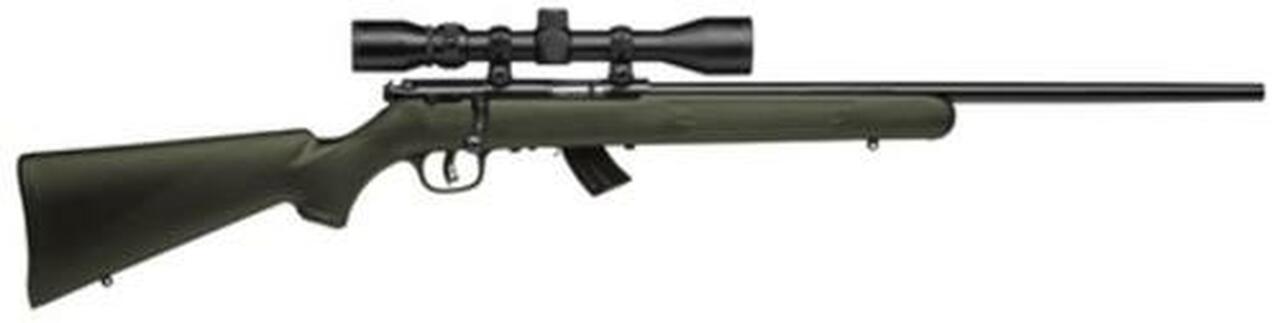 Savage MKII FXP 22LR, 21″ Barrel, Bushnell 3-9×40 Scope Incl, Blued Finish, Olive Drab Stock, 10rd