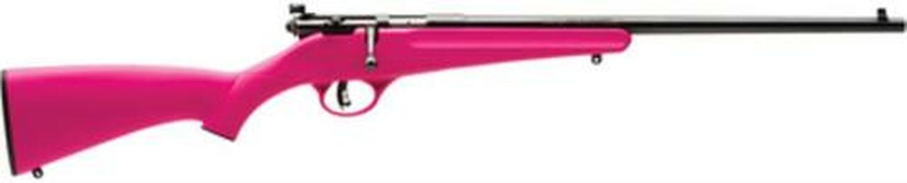 Savage Rascal Single Shot Youth 22LR/Long/Short 16.1″ Blued Barrel Pink Synthetic Stock