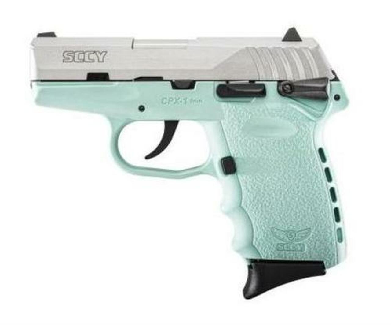 SCCY CPX-1 9mm, 3.1″, 10rd, Robin Egg Blue Frame, SS Slide