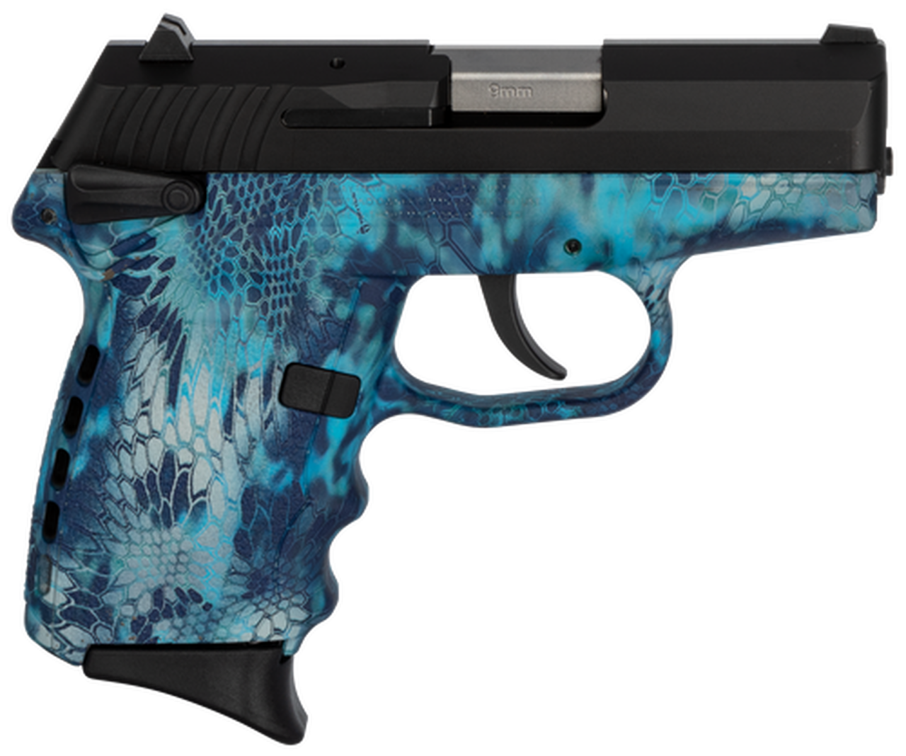 SCCY CPX-1 Carbon 9mm, 3.1″ Barrel, Kryptek Pontus Grip, Black Stainless Steel Slide, 10rd