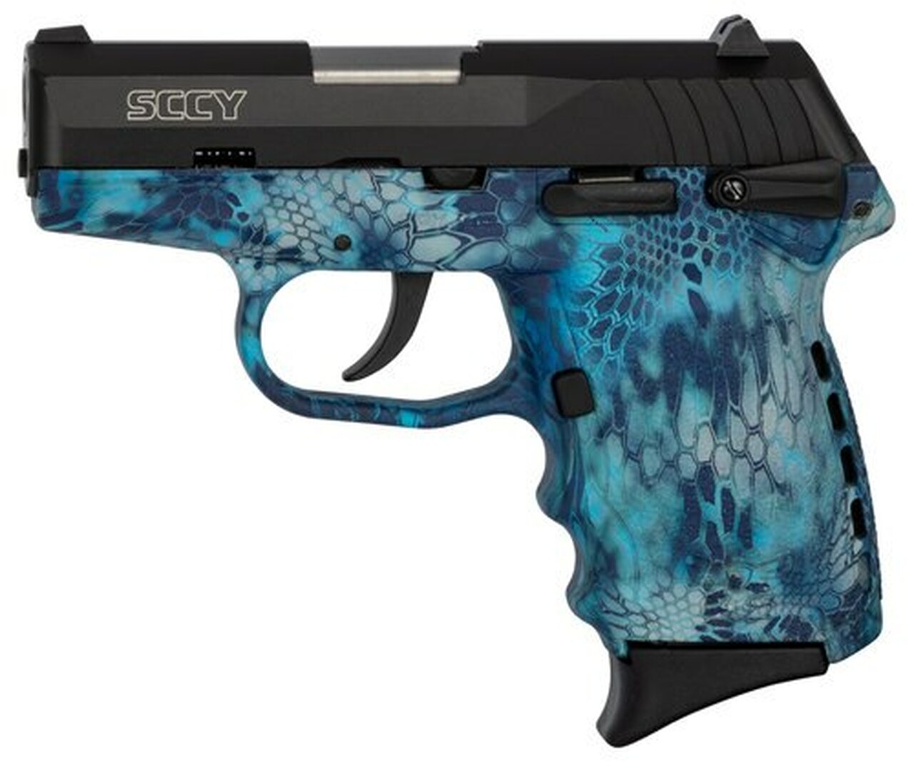 SCCY CPX-1 Carbon 9mm, 3.1″ Barrel, Kryptek Pontus Grip, Black Stainless Steel Slide, 10rd