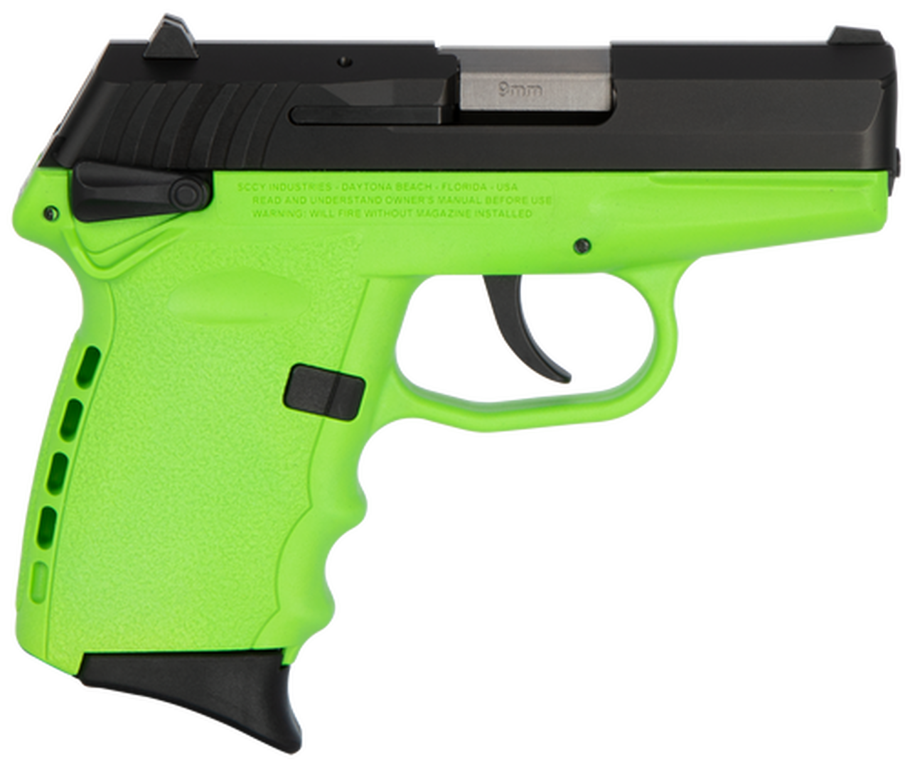 SCCY CPX-1 Carbon 9mm, 3.1″ Barrel, Lime Grip, Black Stainless Steel Slide, 10rd