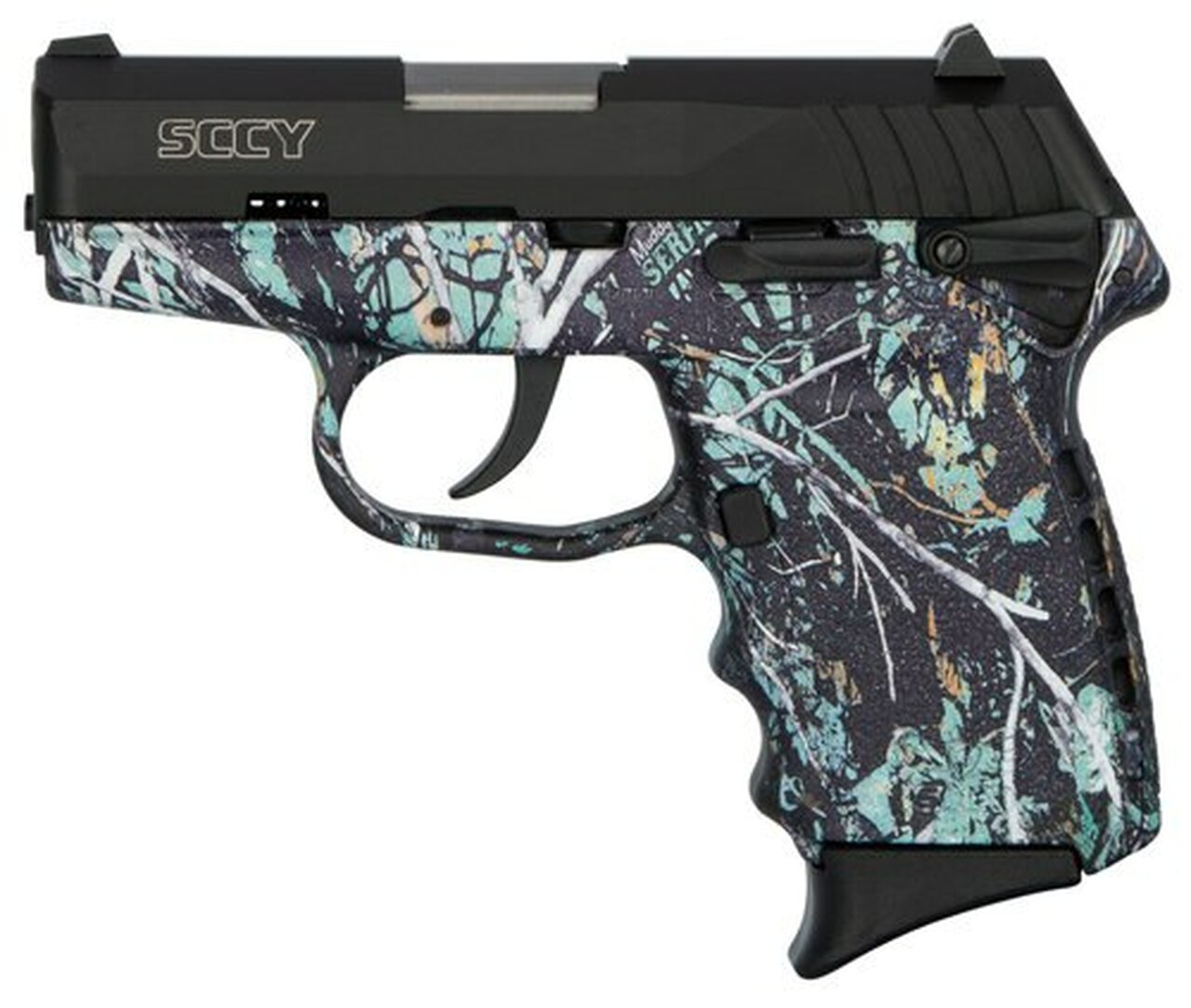 SCCY CPX-1 Carbon 9mm, 3.1″ Barrel, Muddy Girl Serenity Grip, Black Stainless Steel Slide, 10rd