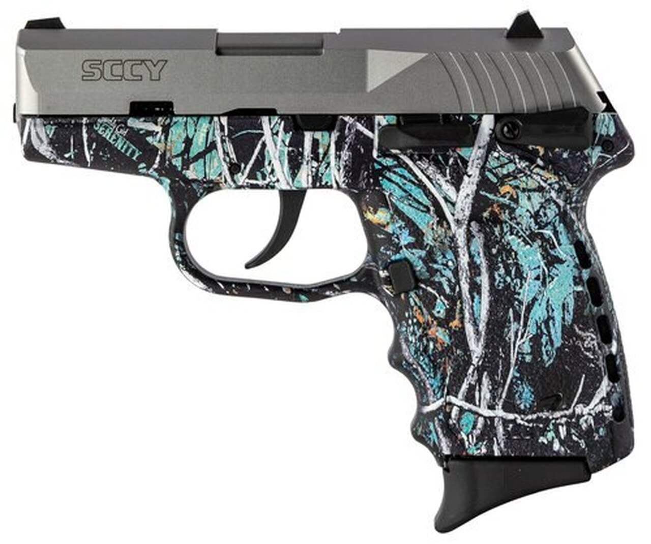 SCCY CPX-1 Carbon 9mm, 3.1″ Barrel, Muddy Girl Serenity Grip, Stainless Steel Slide, 10rd