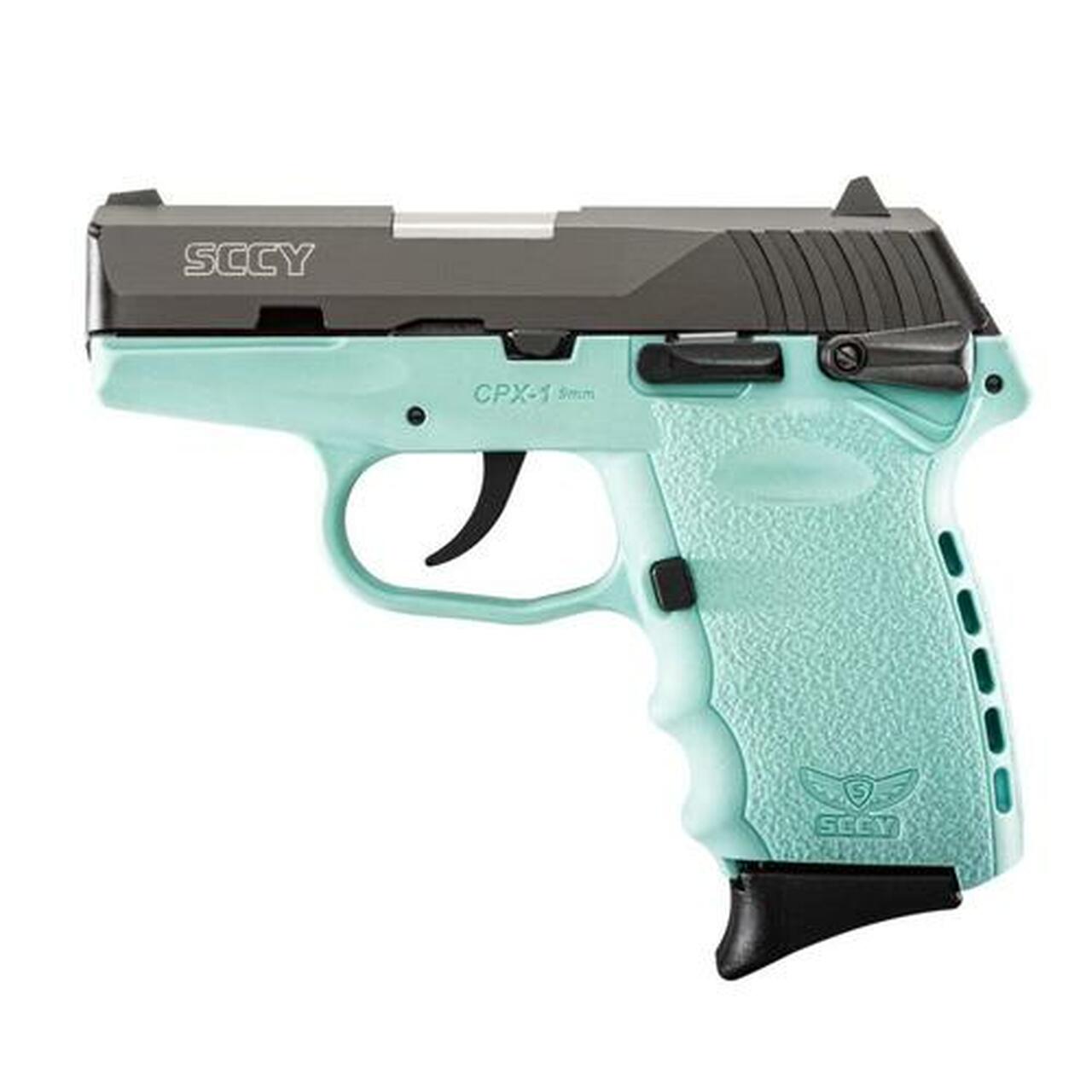 SCCY CPX-1 CBSB 9mm, 3.1″ Barrel, Robin Egg Blue Frame 2- 10rd Mags