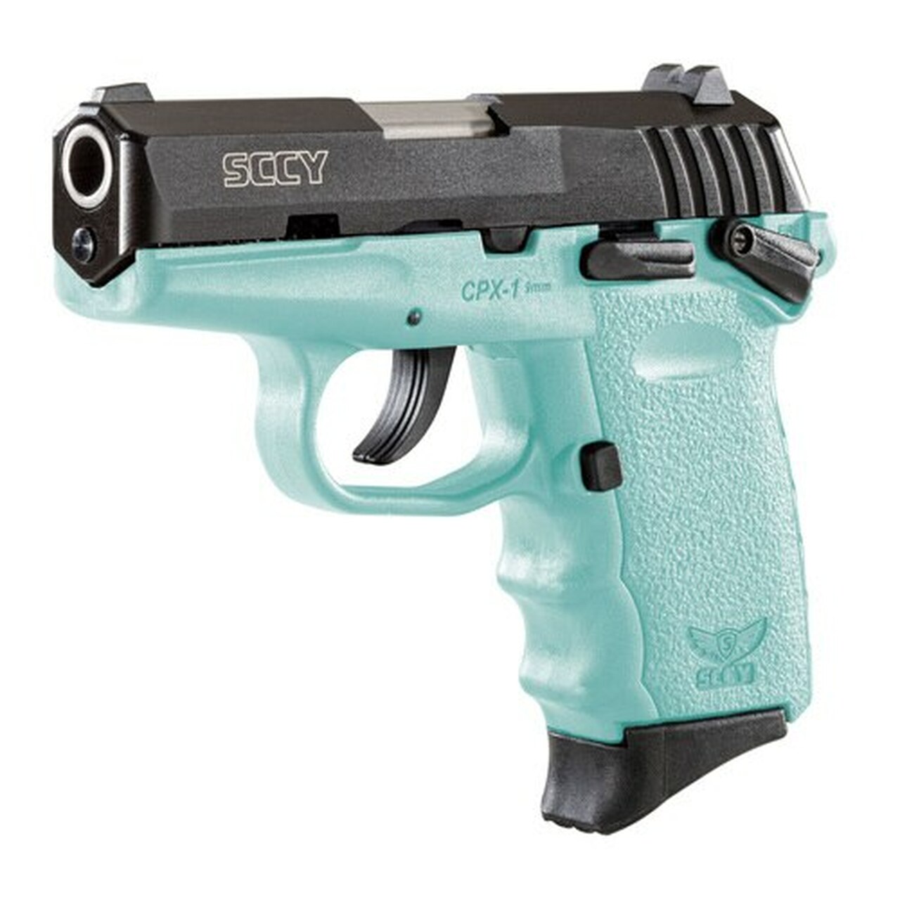 SCCY CPX-1 CBSB 9mm, 3.1″ Barrel, Robin Egg Blue Frame 2- 10rd Mags