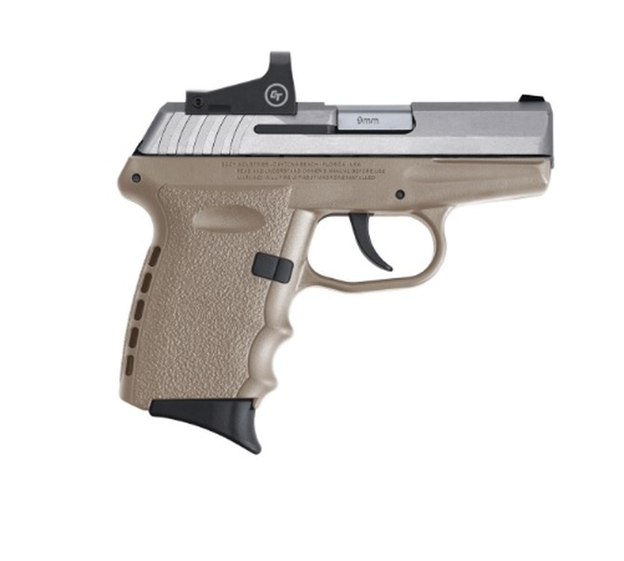 SCCY CPX-2 9mm, 3.1″ Barrel, CT RDS, SS/FDE, 10rd
