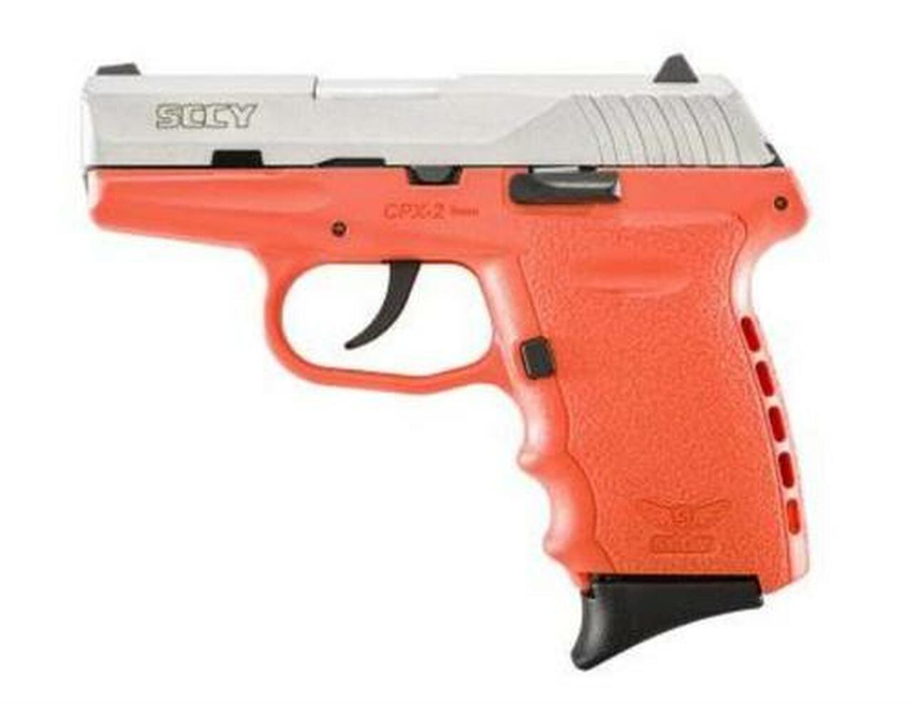 SCCY CPX-2 9mm, 3.1″ Barrel, Orange Frame, SS Slide, 10rd