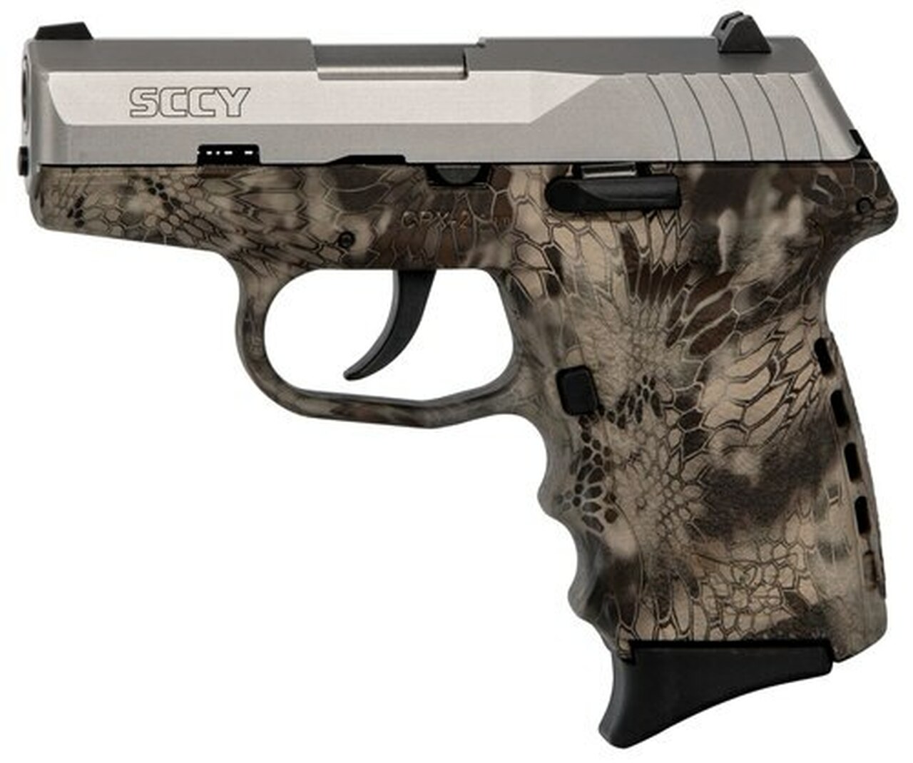 SCCY CPX-2 Carbon 9mm, 3.1″ Barrel, Kryptek Highlander Grip, Stainless Steel Slide, 10rd