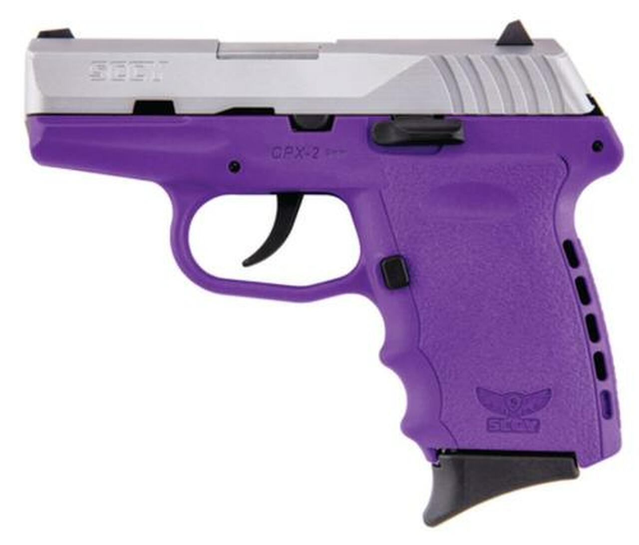 SCCY CPX-2, O Manual Safety 9mm 3.1″ Barrel SS Slide Finish Purple Frame 10rd Mag