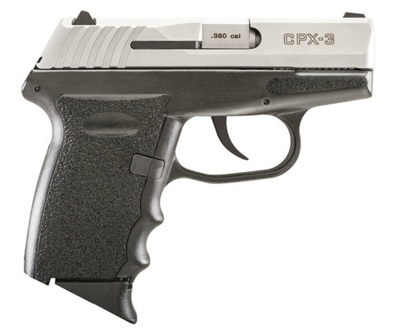 SCCY CPX-3, .380 ACP, 4.96″ Barrel, 10rd, Black Grip, Stainless Steel Slide