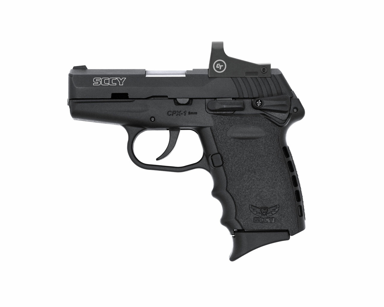 SCCY Industries CPX-1 RD 9mm 3.10″ 10+1 Black Nitride Stainless Steel Slide Crimson Red Polymer Grip CTS-1500 Red Dot