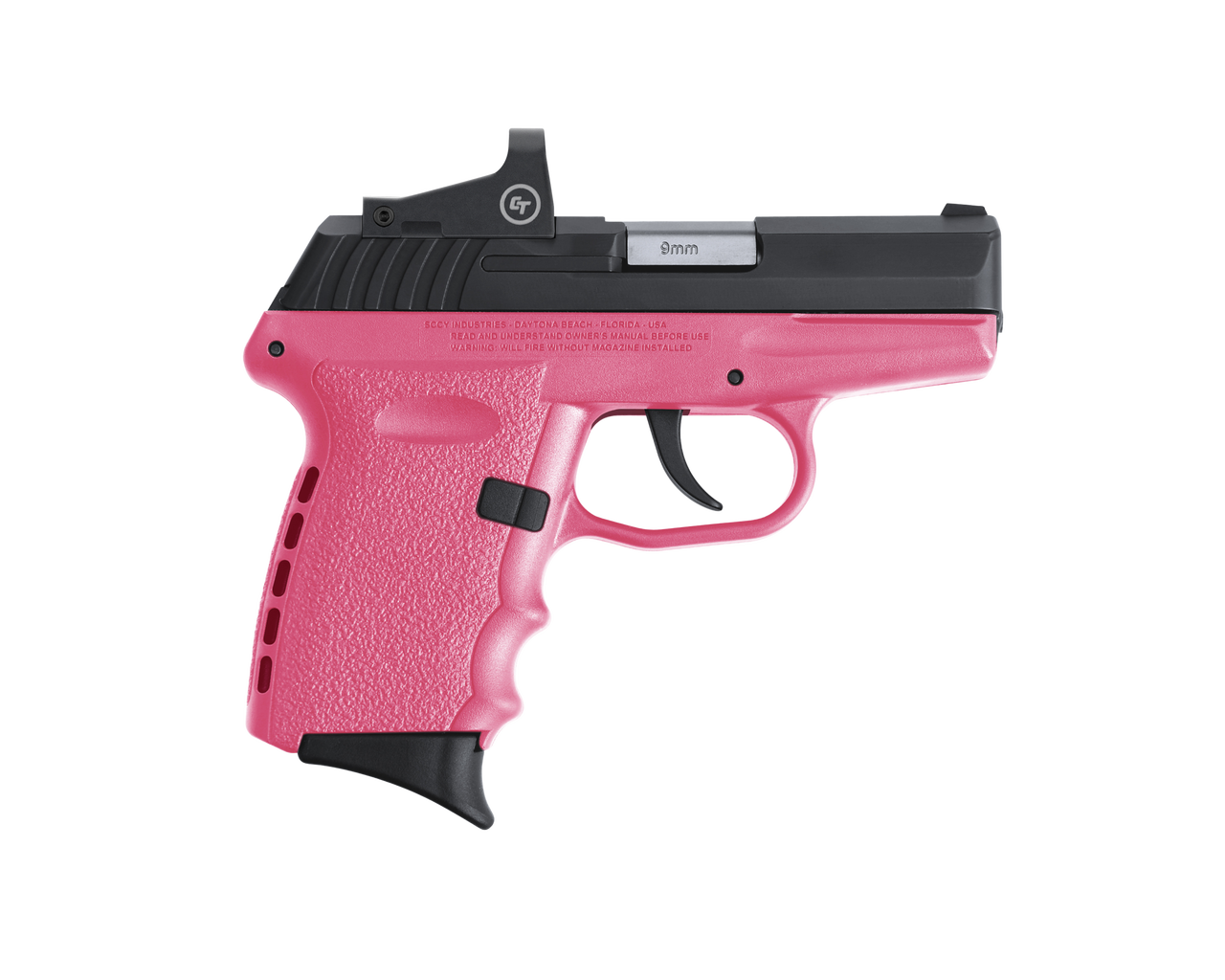 SCCY Industries CPX-2 RD 9mm 3.10″ 10+1 Black Nitride Stainless Steel Slide Pink Polymer Grip NMS CTS-1500 Red Dot
