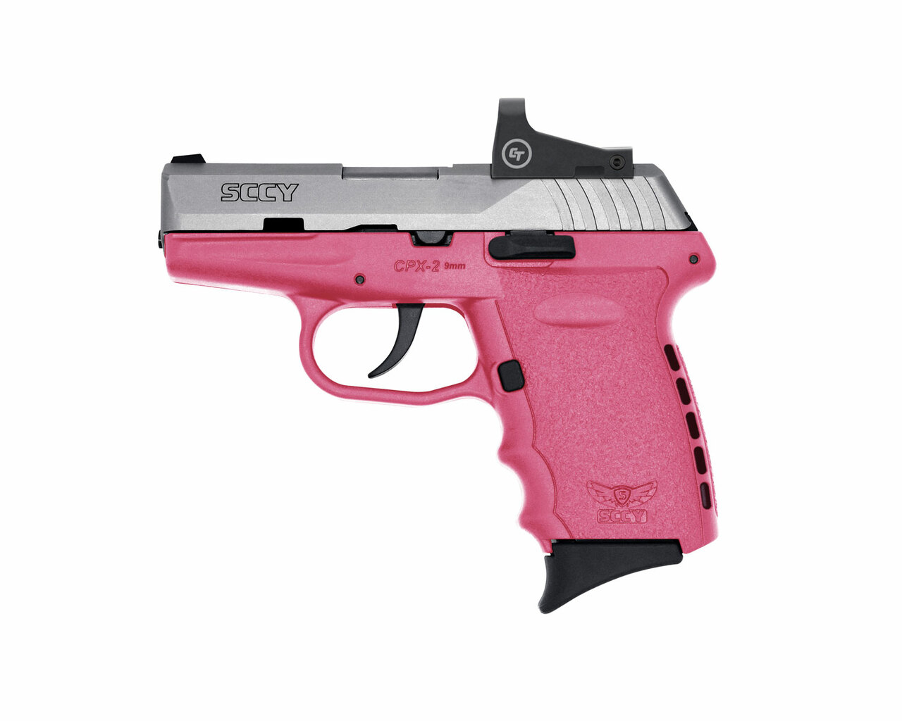 SCCY Industries CPX-2 RD 9mm 3.10″ 10+1 Stainless Steel Slide Pink Polymer Grip NMS CTS-1500 Red Dot