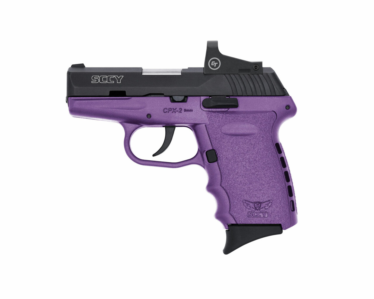 SCCY Industries CPX-2 RD 9mm, 3.10″ Barrel, 10rd, Purple Frame, W/Crimson Trace Red Dot