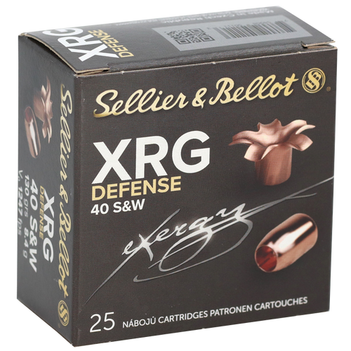 Sellier & Bellot XRG Defense 40 S&W, 130gr, Solid Copper Hollow Point, 25Bx/40Cs