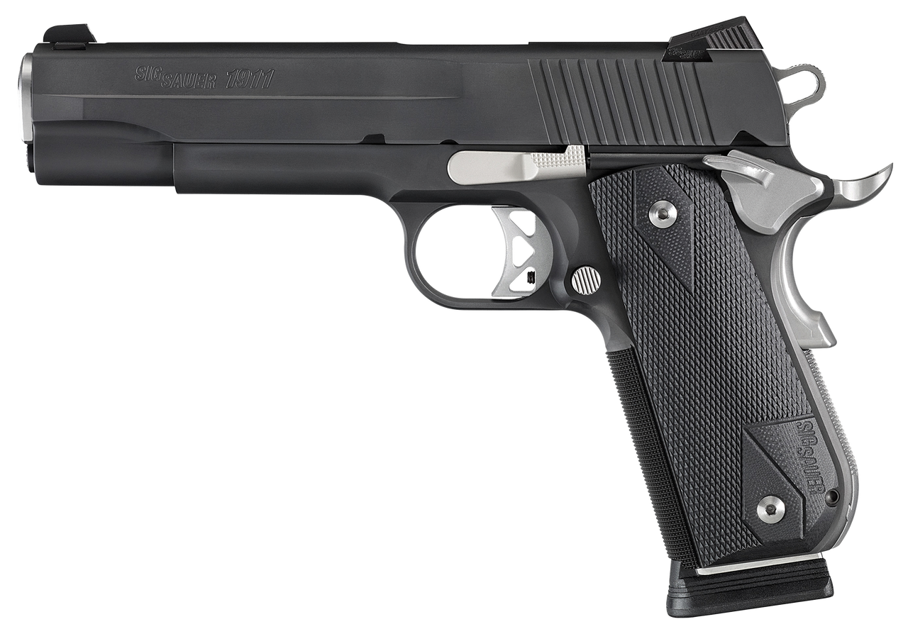 SIG 1911 357 SIG 5IN Nightmare BLK SAO Siglite Black G10 Grip (2) 8RD Steel MAG Fastback
