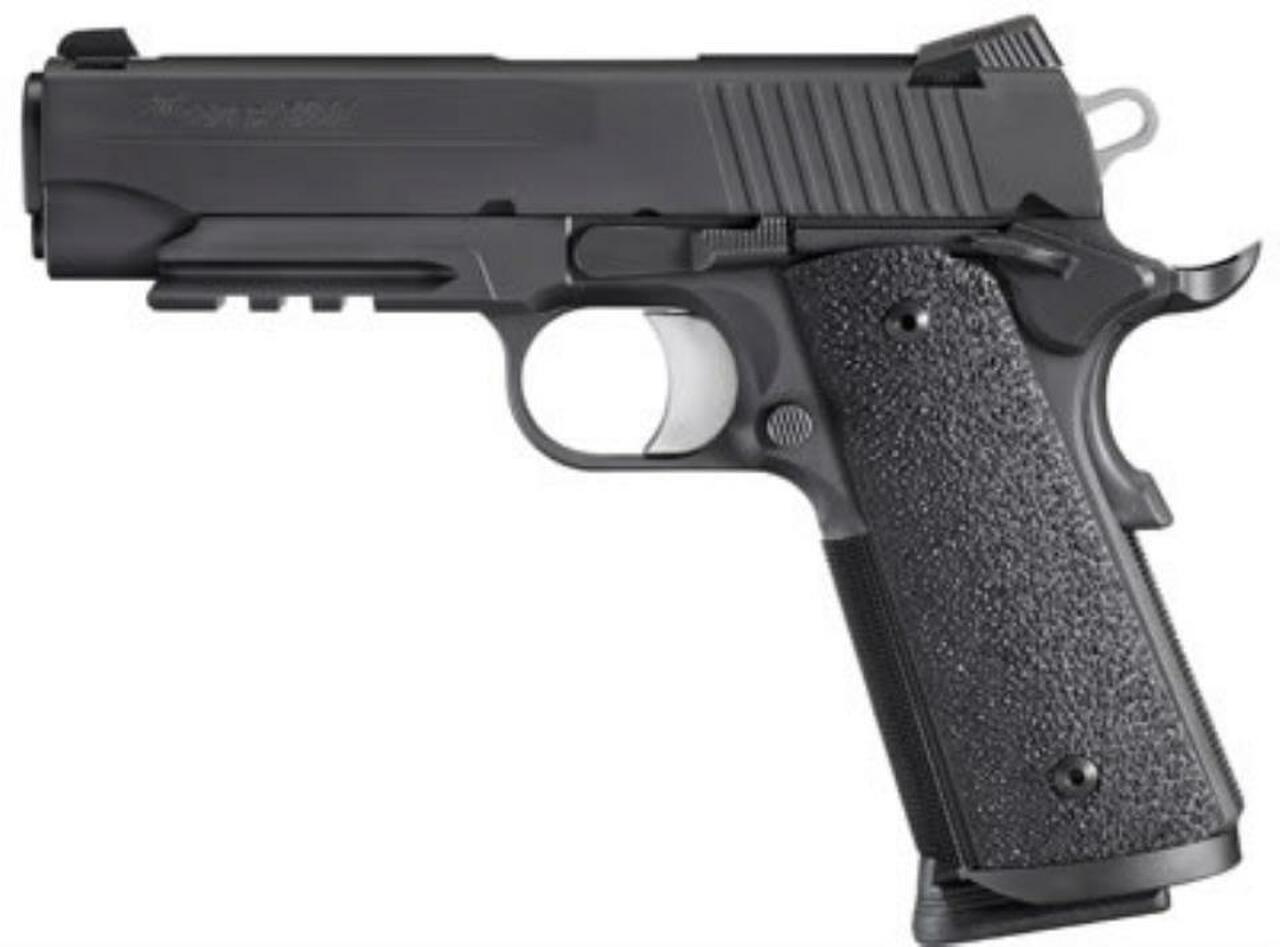 SIG 1911 45 ACP 4.2In TAC OPS BLK SAO Siglite Ergo XT Grip (4) 8RD Steel MAG Rail