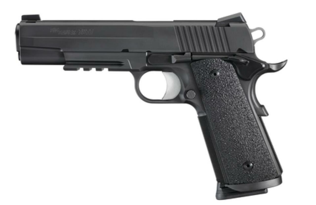 SIG 1911 45 ACP 5IN TAC OPS BLK SAO Siglite Ergo XT Grip (4) 8RD Steel MAG Traditional Slide