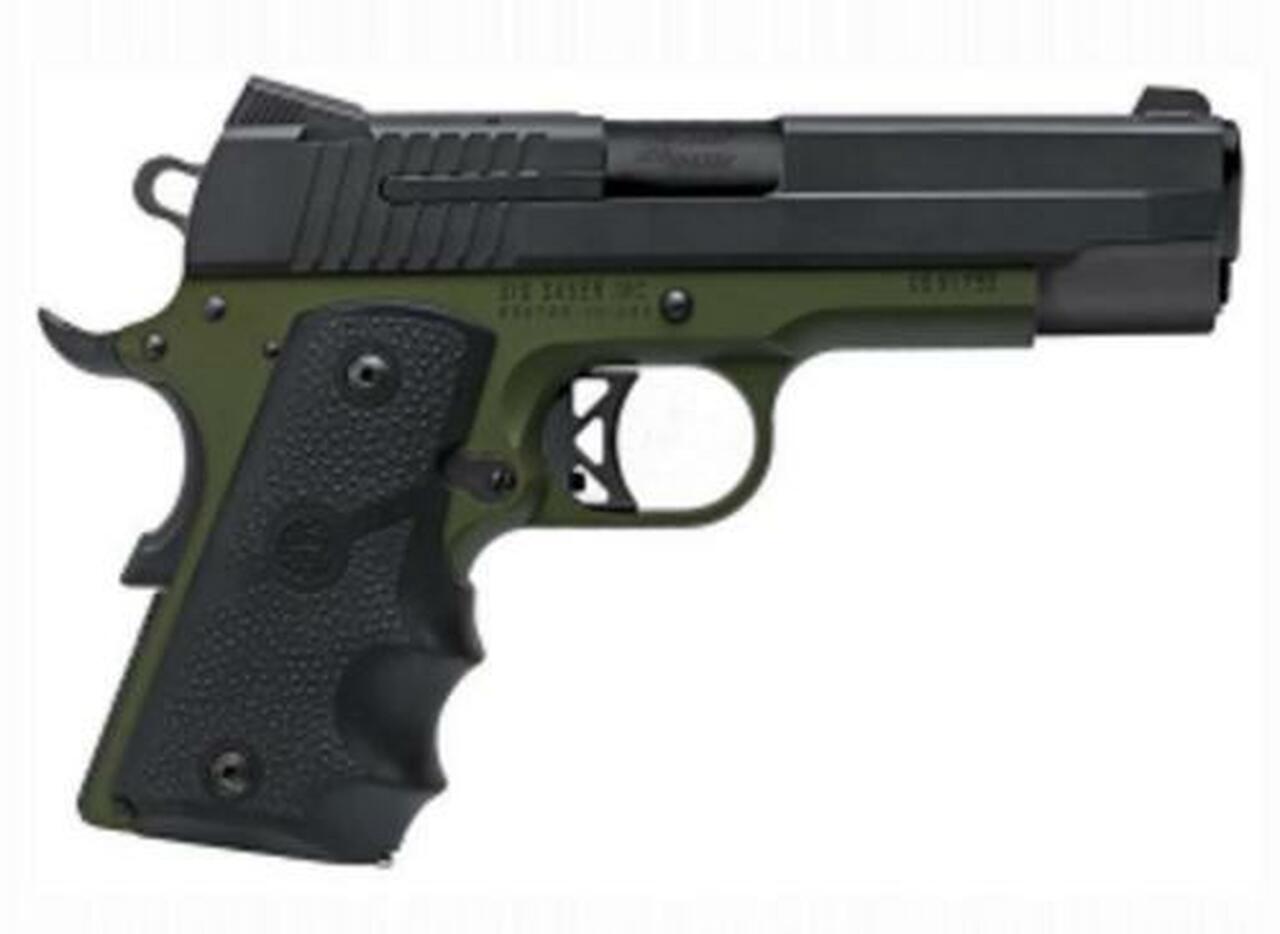 Sig 1911 Army Compact C3 45 ACP, 4.2″ Barrel, Army Green/Black TALO Exclusive, 7rd MAg