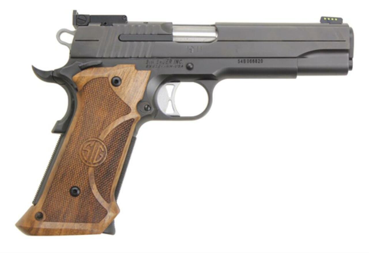 Sig 1911 Super Target 45ACP 5 Custom Wood Grip Nitron Finish Adj Sight 8 Rd