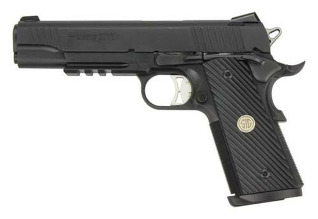 Sig 1911 TacOps, 9mm, 5″ Barrel, SS Magwell, Ambi Safety, Rail, (4) 9rd Mags