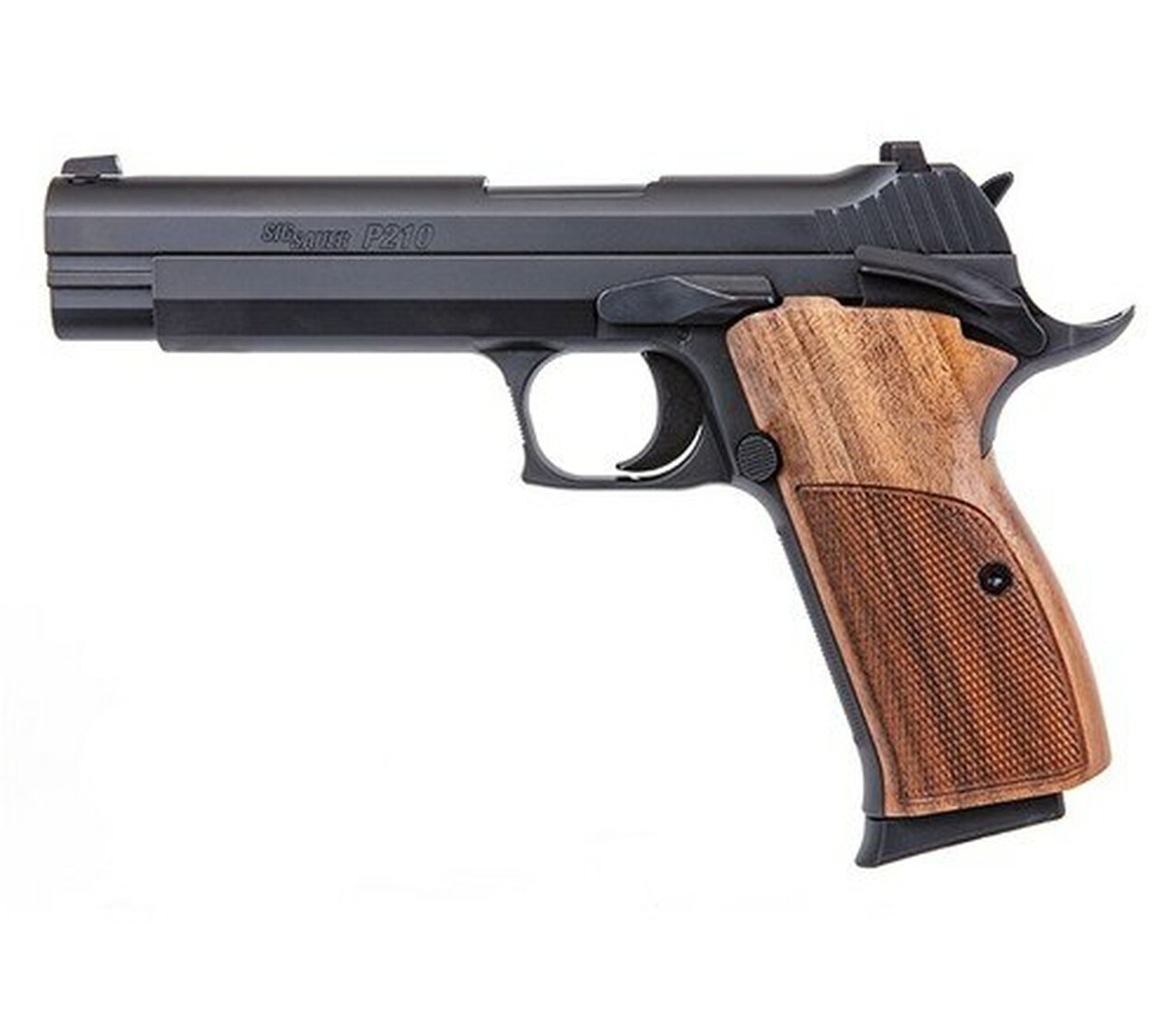 Sig P210 Standard 9mm, 5″ Barrel, Walnut Grip, Black Nitron Steel, 8rd Mag