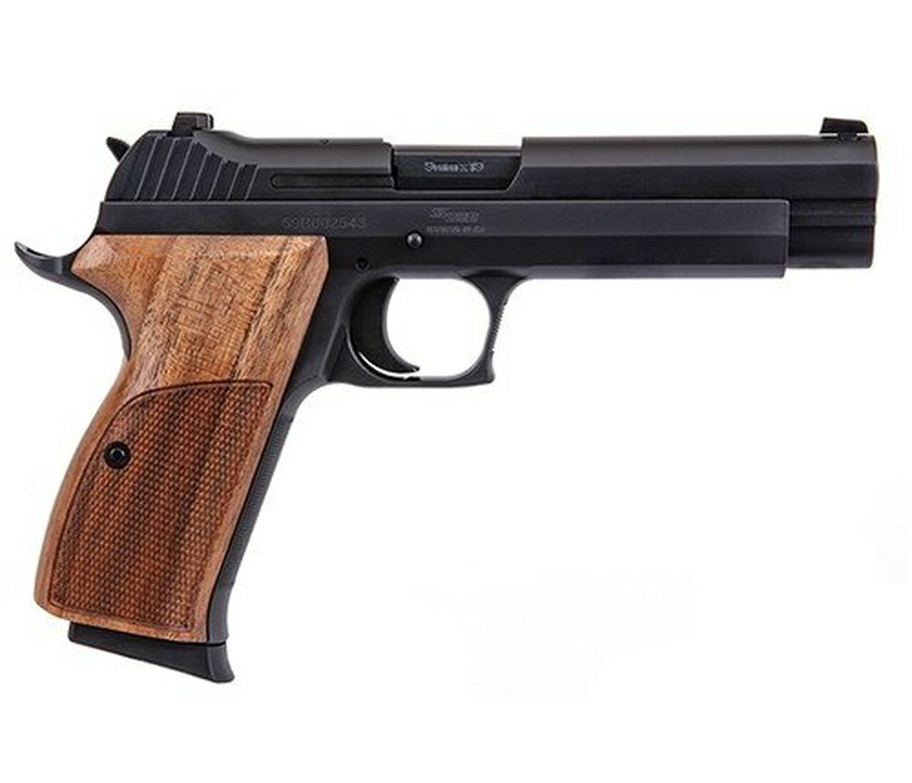 Sig P210 Standard 9mm, 5″ Barrel, Walnut Grip, Black Nitron Steel, 8rd Mag