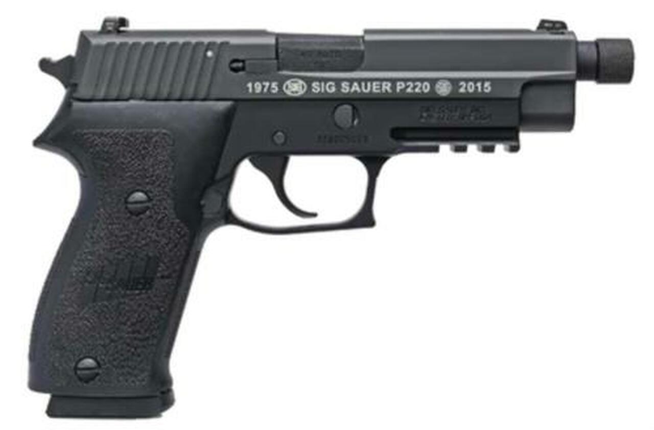 Sig P220 Combat 40th Anniversary Limited Production 45 ACP 4.9″ Threaded, Black Nitron Finish Siglite Night Sights Engraved Slide 10rd