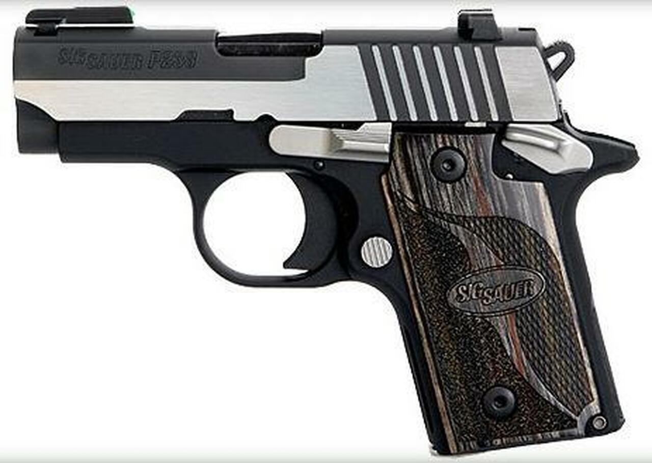 Sig P238 380 ACP 2.7″ Equinox 2-Tone SAO TFO Front/Siglite Rear Blackwood Grip 6rd Mag