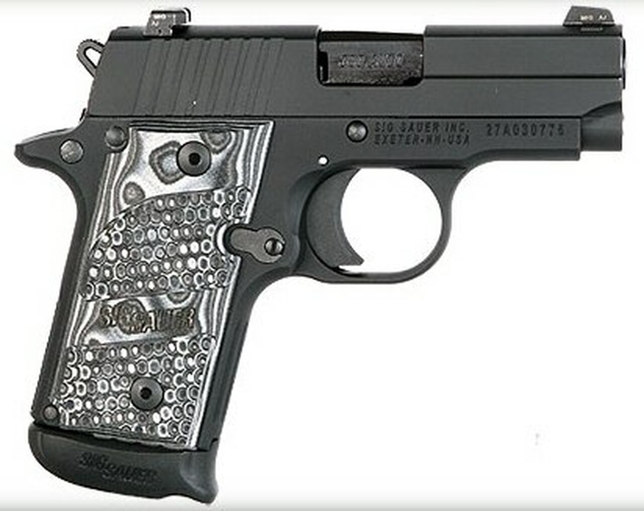 Sig P238 380 ACP 2.7In Extreme Black SAO Siglite Black/Gray G10 Grip (1) 7RD Steel MAG