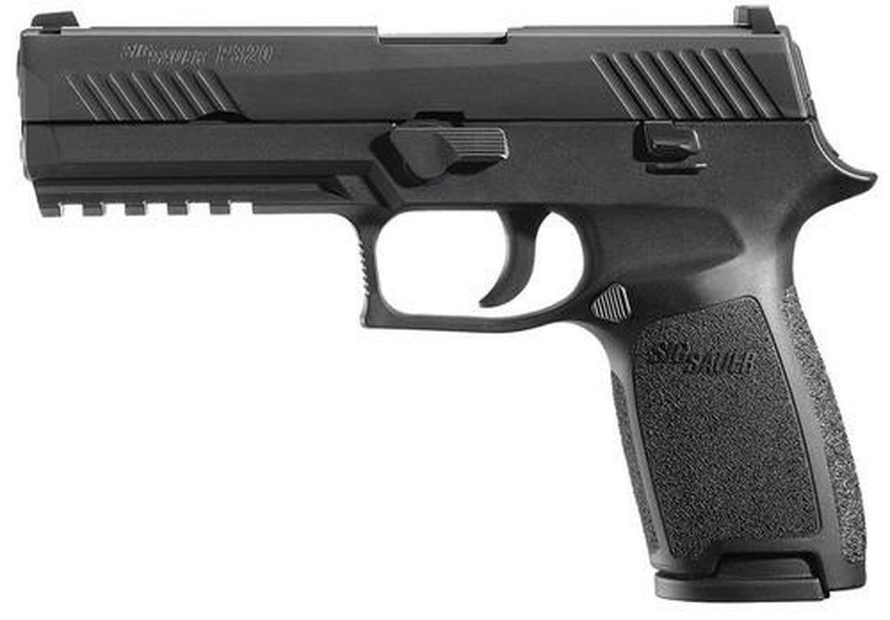 Sig P320 45 ACP 4.7In Nitron Black, Striker Contrast Sights Modular Polymer Grip (2) 10Rd Steel MAG Rail