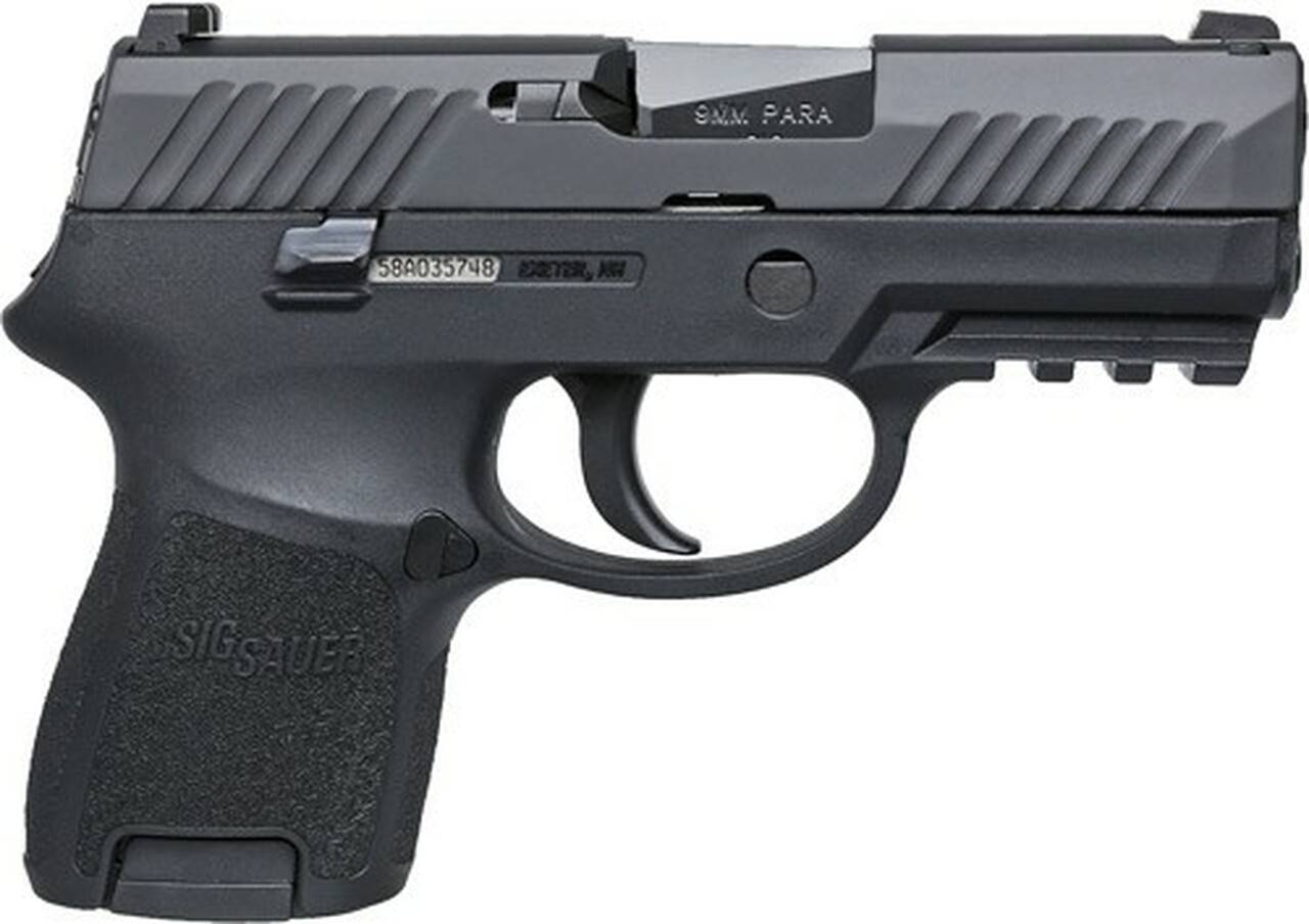 Sig P320 9mm 3.6in Barrel Nitron Black DAO Contrast Sights (2) 12rd Steel Mag Rail