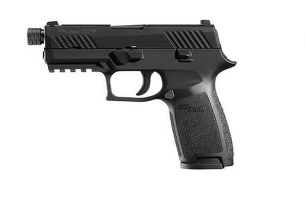 Sig P320 9mm, 3.9″, Tacops Black, Striker Siglite MOD Poly Grip (4) 21Rd Steel MAG Rail Thread Barrel, (13.5X1mm LH)
