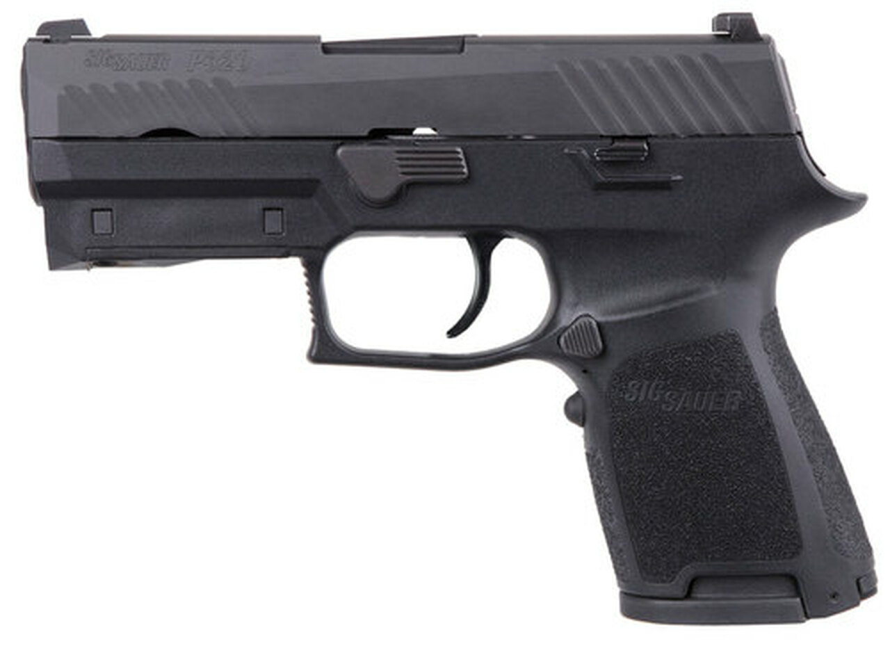 Sig P320 Compact 9mm Double, 3.9″, Black, Lima320 Green Laser Grip, NS, Black SS Slide, 15rd