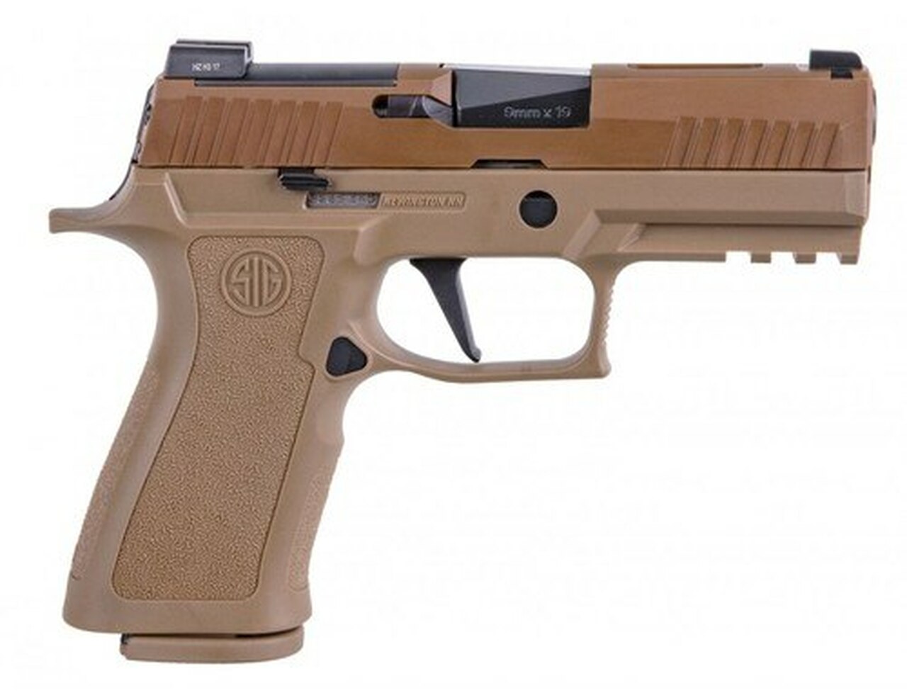SiG P320 X-Carry Coyote 9mm, 3.9″ Barrel, XRay3 Nightsights, Optics Ready, 2x17rd Mags