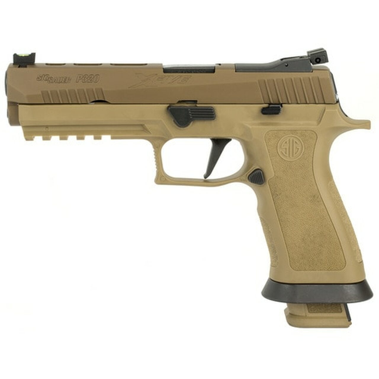 Sig P320 X-Five Coyote, 9mm, 5″, Fiber Optic Sights, Adjustable Rear Sight, (4) 21rd Magazines