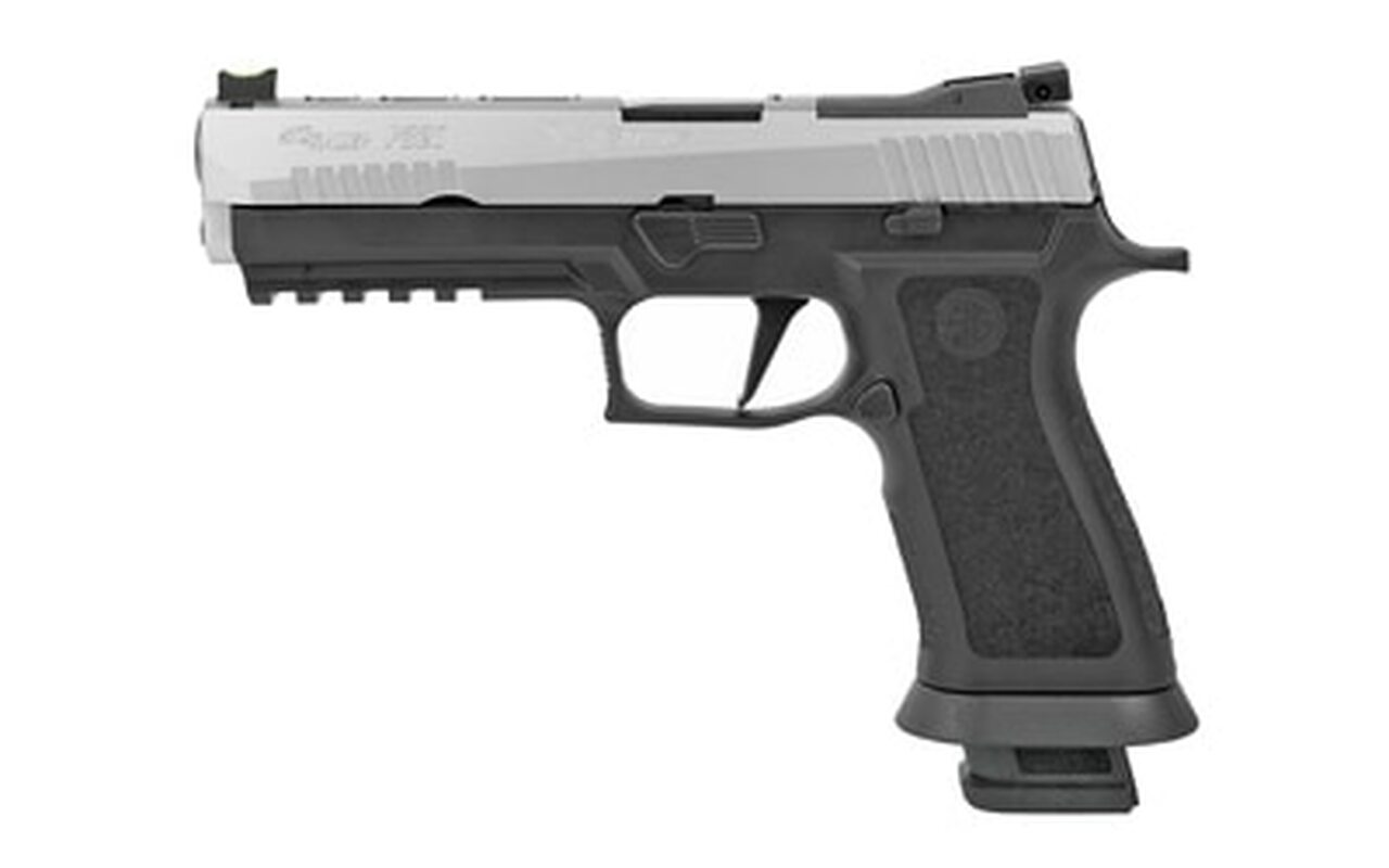 SIG P320 X-Series, 9mm, 5″, 21rd, Fiber Optic FS, Stainless/Black