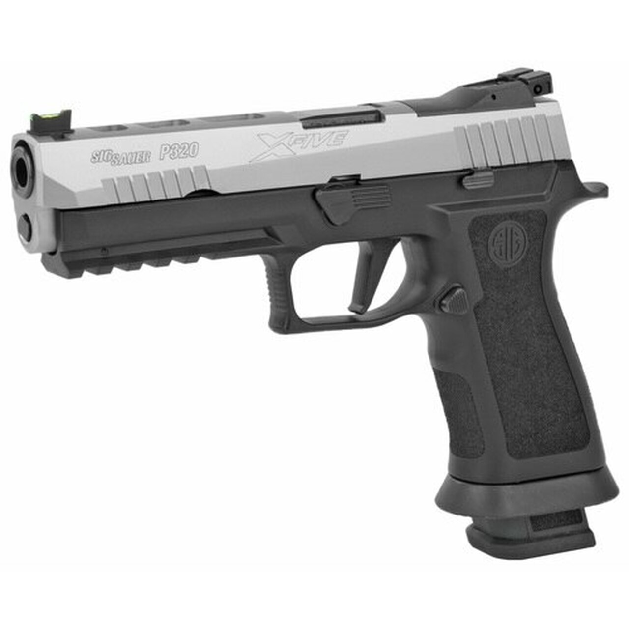 SIG P320 X-Series, 9mm, 5″, 21rd, Fiber Optic FS, Stainless/Black