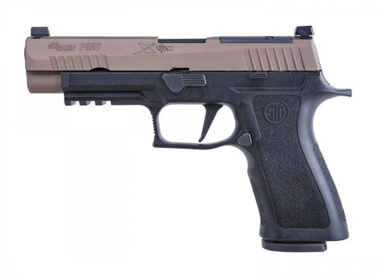 Sig P320, X-VTAC, Striker Fired, Full Size, 9mm, 4.7″, Polymer, Black Frame, Coyote Slide, VTAC Day/Night Sights, 3 Mags, Modular X Grip, Optic Ready, 17Rd