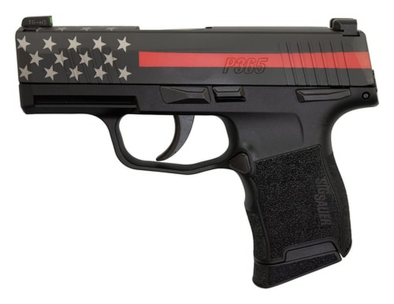 Sig P365 9mm, 3″ Barrel, XRay3 Night Sights, Manual Safety, Red Line Firefighter, 10rd